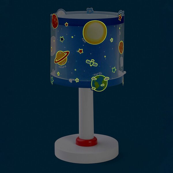 Dalber Otroška namizna svetilka Planets, G4, Ø 15 cm, Modra, Otroška soba, Plastika