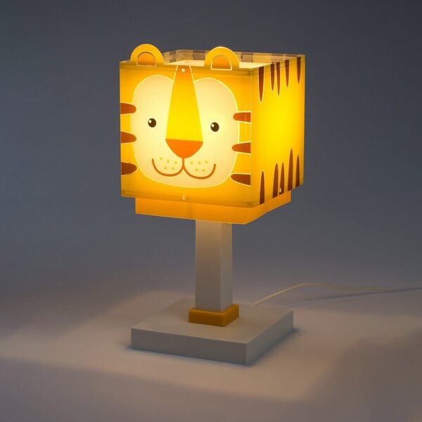 Dalber Otroška namizna svetilka Little Tiger, G4, širina 14 cm, Rumena, Otroška soba, Plastika