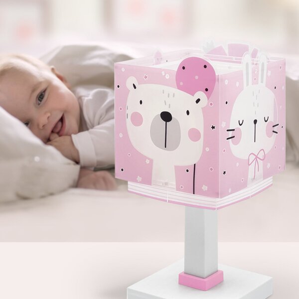 Dalber Otroška namizna svetilka Baby Jungle, roza, G4, širina 14 cm, Roza / rosé, Otroška soba, Plastika