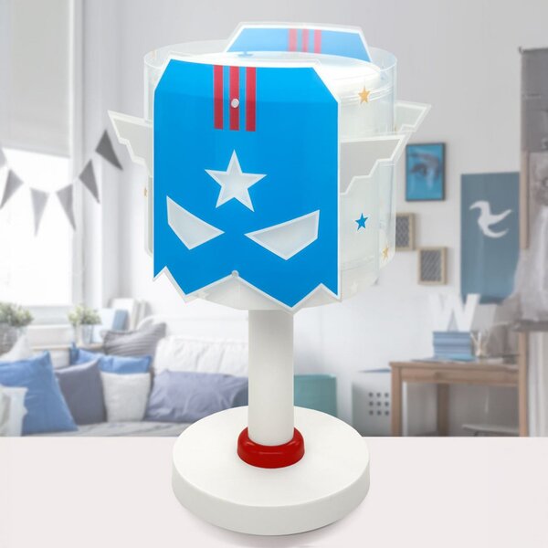 Dalber Otroška namizna svetilka Blue Hero, G4, Ø 15 cm, Modra, Otroška soba, Plastika