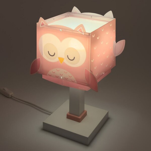 Dalber Otroška namizna svetilka Little Pink Owl, G4, širina 14 cm, Roza / rosé, Otroška soba, Plastika
