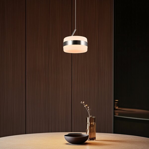 Trio Lighting LED viseča svetilka Dios, nikljeva barva, Ø 15 cm, kovina, CCT, zatemnjen, Kovinska, Dnevna soba / jedilnica, Kovina, Sodobni