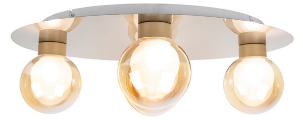 Näve Stropna svetilka Donika, 5-žarčasta okrogla, steklo, jeklo, jantar, G9, zatemnjen, Rjava / rjasta, Dnevna soba / jedilnica, Steklo