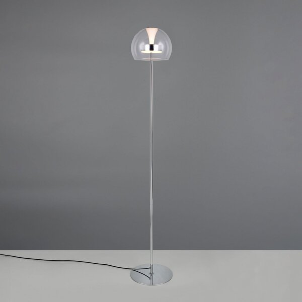 Trio Lighting LED stoječa svetilka Flynt, višina 130 cm, krom barva, kovina, CCT, zatemnjen, Kovinska, Dnevna soba / jedilnica, Kovina, Sodobni