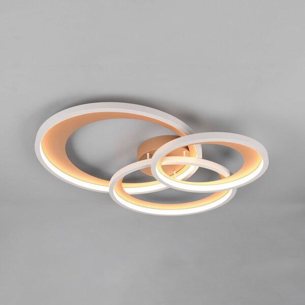 Trio Lighting LED stropna svetilka Granada, rjava, dolžina 71 cm, kovina, CCT, zatemnjen, Rjava / rjasta, Dnevna soba / jedilnica, Kovina, Sodobni