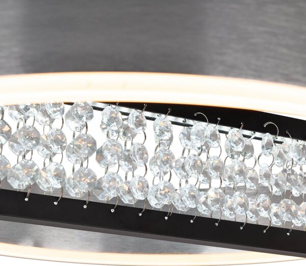 Näve LED viseča svetilka Yvaris, srebrna, CCT, daljinski upravljalnik, zatemnjen, Kovinska, Dnevna soba / jedilnica, Aluminij, Sodobni