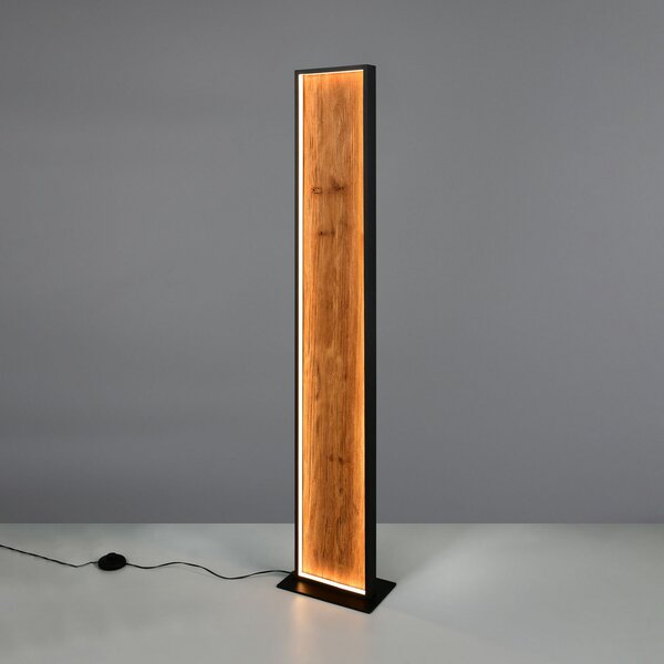 Trio Lighting LED-stoječa svetilka Kalea, višina 120 cm, barva lesa, les, zatemnjen, Les, Dnevna soba / jedilnica, Les