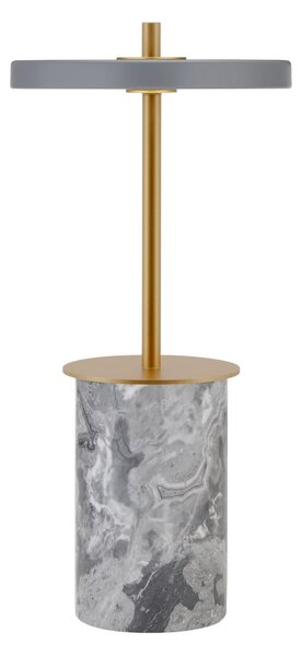 UMAGE Akumulatorska svetilka Asteria MOVE MINI, marmorno siva/medenina IP44, zatemnjen, Zlata / medeninasta, Dnevna soba / jedilnica, Marmor, Dizajn