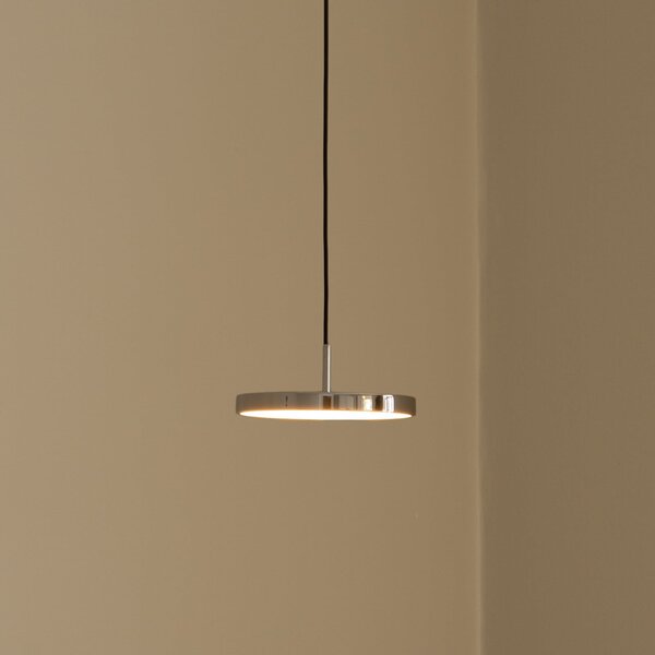 UMAGE LED-visoka svetilka Asteria Micro, polirano jeklo, Ø 15 cm, zatemnjen, Kovinska, Dnevna soba / jedilnica, Kovina, Dizajn
