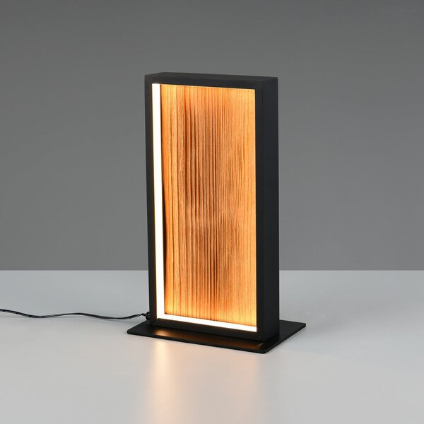 Trio Lighting LED namizna svetilka Kalea, višina 30 cm, barva lesa, les, zatemnjen, Les, Dnevna soba / jedilnica, Les