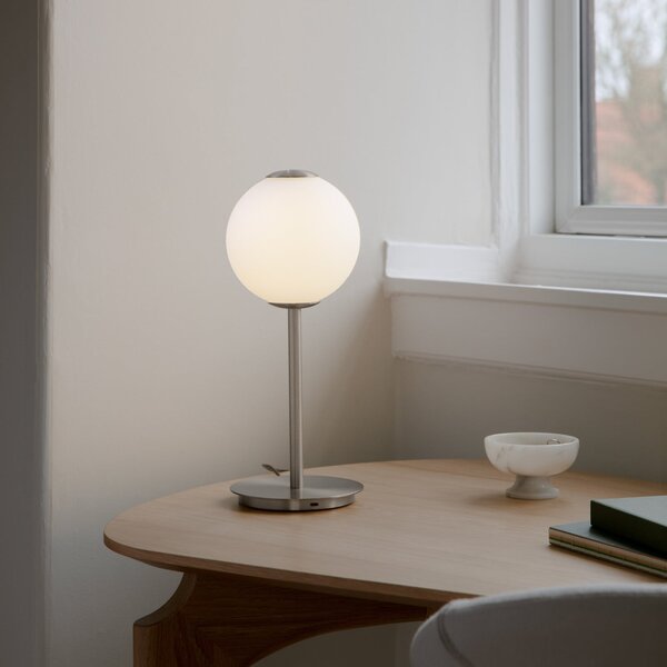 UMAGE LED namizna svetilka Audrey, jeklena barva, višina 37 cm, zatemnjen, Kovinska, Dnevna soba / jedilnica, Kovina, Dizajn, Globus