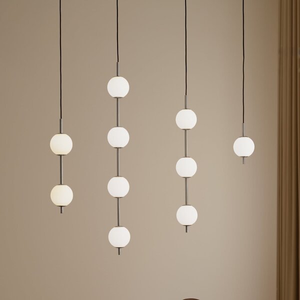 UMAGE LED-visoka svetilka Audrey, jeklena barva, 2-svetilna, Ø 12 cm, zatemnjen, Kovinska, Dnevna soba / jedilnica, Kovina, Dizajn, Globus