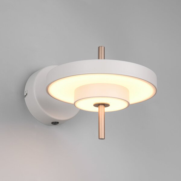 Trio Lighting LED stenska svetilka Keaton, svetlo siva, Ø 20 cm, kovina, CCT, zatemnjen, Siva, Dnevna soba / jedilnica, Kovina