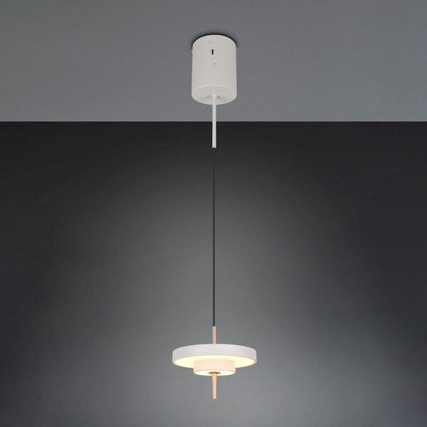 Trio Lighting LED viseča svetilka Keaton, svetlo siva, Ø 20 cm, kovina, CCT, zatemnjen, Siva, Dnevna soba / jedilnica, Kovina