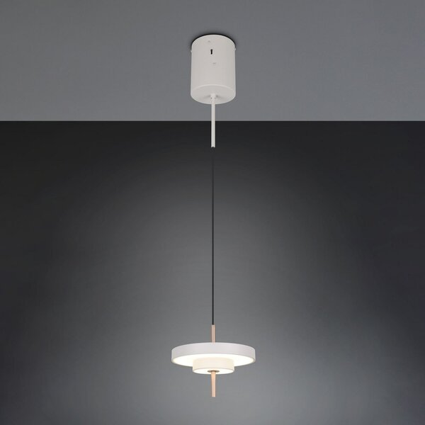 Trio Lighting LED viseča svetilka Keaton, svetlo siva, Ø 20 cm, kovina, CCT, zatemnjen, Siva, Dnevna soba / jedilnica, Kovina