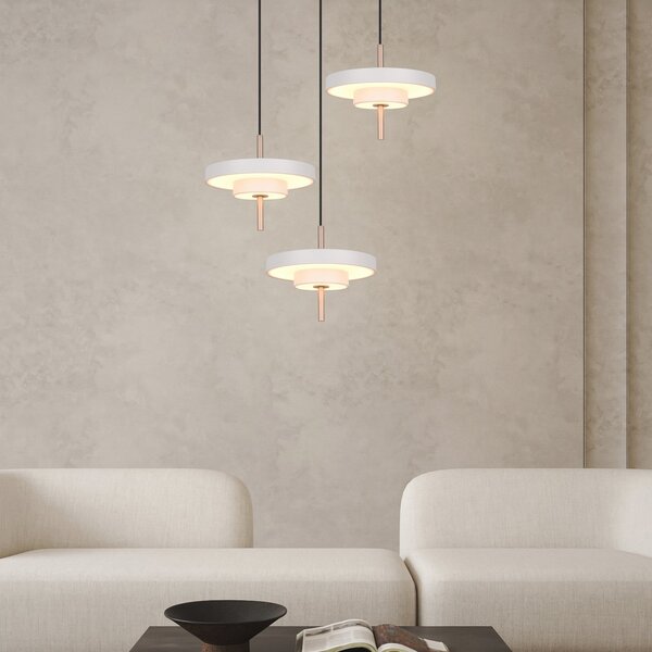 Trio Lighting LED viseča svetilka Keaton, svetlo siva, Ø 45 cm, kovina, CCT 3-flg., zatemnjen, Siva, Dnevna soba / jedilnica, Kovina