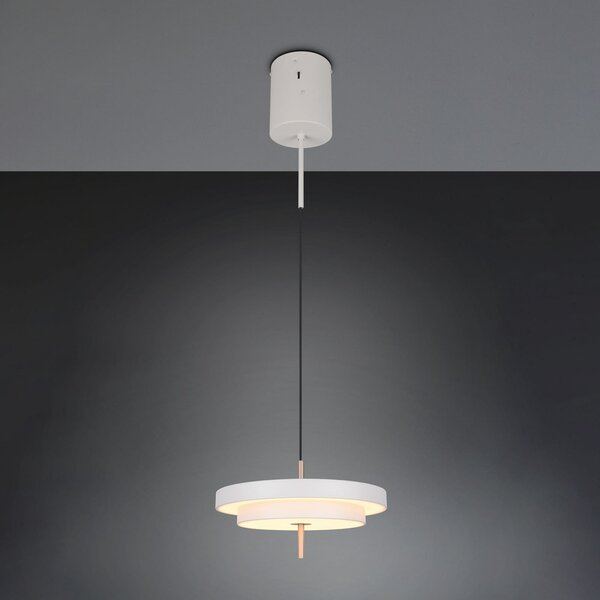 Trio Lighting LED viseča svetilka Keaton, svetlo siva, Ø 40 cm, kovina, CCT, zatemnjen, Siva, Dnevna soba / jedilnica, Kovina