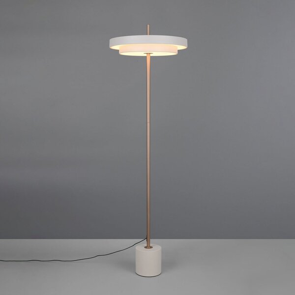 Trio Lighting LED stoječa svetilka Keaton, svetlo siva, višina 138 cm, kovina, CCT, zatemnjen, Siva, Dnevna soba / jedilnica, Kovina