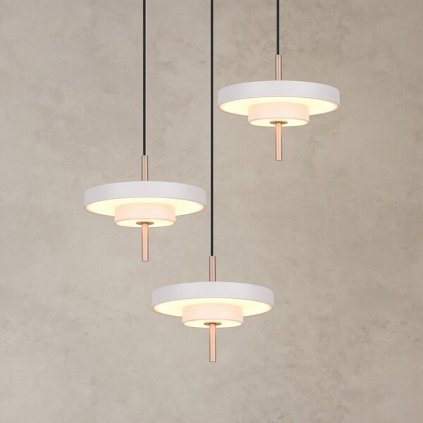Trio Lighting LED viseča svetilka Keaton, svetlo siva, Ø 45 cm, kovina, CCT 3-flg., zatemnjen, Siva, Dnevna soba / jedilnica, Kovina