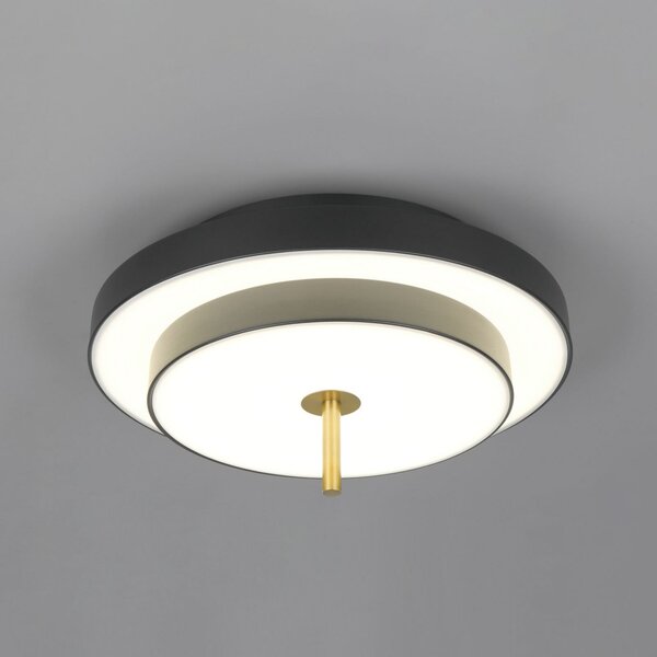 Trio Lighting LED stropna svetilka Keaton, črna/zlata, Ø 40 cm, CCT, zatemnjen, Črna, Dnevna soba / jedilnica, Kovina