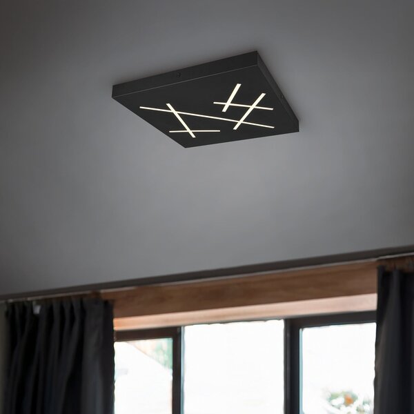 Trio Lighting LED stropna svetilka Snip, črna mat, dolžina 50 cm, kovina, CCT, zatemnjen, Črna, Dnevna soba / jedilnica, Kovina, Sodobni