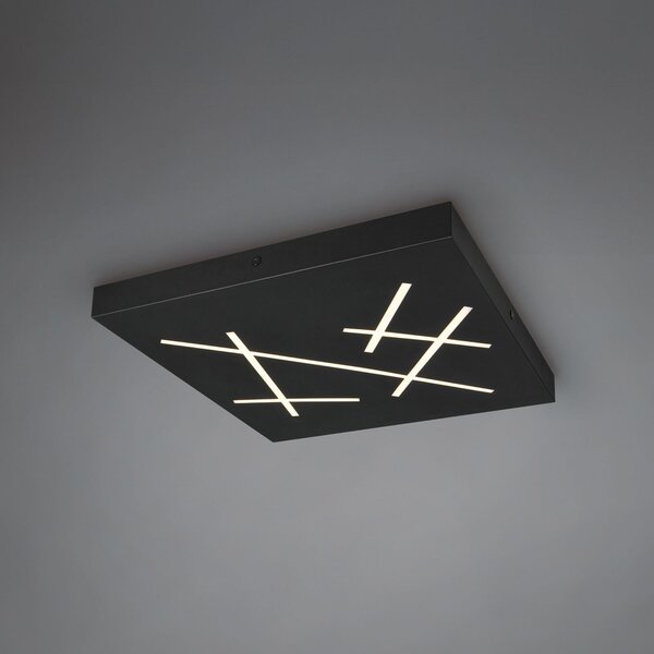 Trio Lighting LED stropna svetilka Snip, črna mat, dolžina 50 cm, kovina, CCT, zatemnjen, Črna, Dnevna soba / jedilnica, Kovina, Sodobni