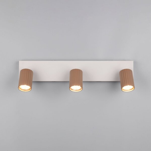 Trio Lighting Stropni žaromet Soka, rjava/siva, dolžina 50 cm, kovina, 3-krilni., zatemnjen, Rjava / rjasta, Dnevna soba / jedilnica, Kovina, Sodobni