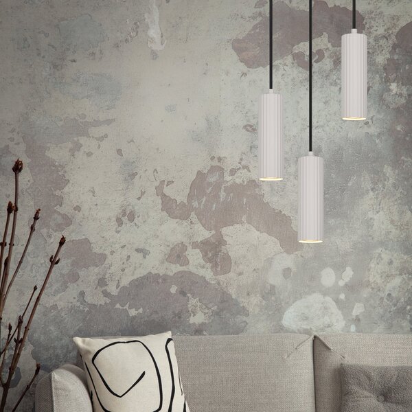 Trio Lighting Visoka svetilka Soka, svetlo siva, Ø 28 cm, kovina, 3-svetilna., zatemnjen, Siva, Dnevna soba / jedilnica, Kovina, Sodobni
