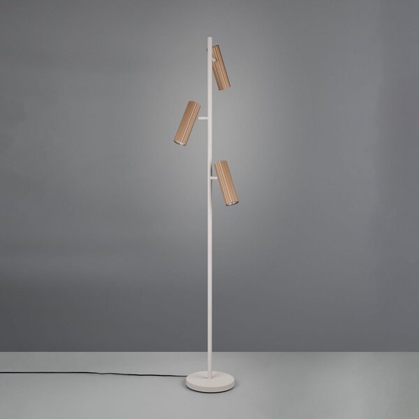 Trio Lighting Stojna svetilka Soka, rjava/siva, višina 150 cm, kovina, 3-delna., Rjava / rjasta, Dnevna soba / jedilnica, Kovina, Sodobni