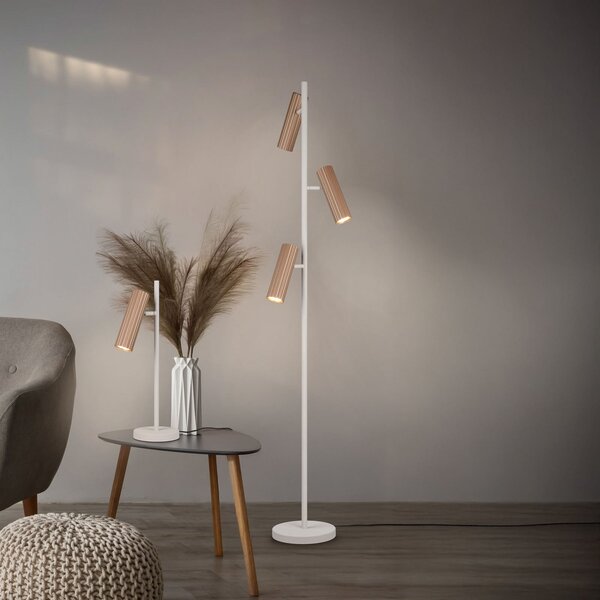 Trio Lighting Stojna svetilka Soka, rjava/siva, višina 150 cm, kovina, 3-delna., Rjava / rjasta, Dnevna soba / jedilnica, Kovina, Sodobni