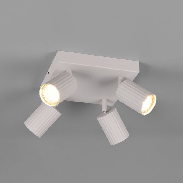 Trio Lighting Stropni žaromet Soka, svetlo siva, dolžina 20 cm, kovina, 4-krilni., zatemnjen, Siva, Dnevna soba / jedilnica, Kovina, Sodobni