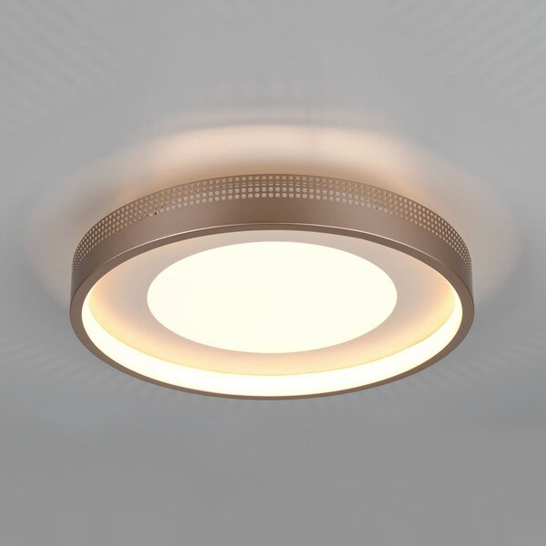 Trio Lighting LED stropna svetilka Solea, rjava, Ø 40 cm, plastika, Rjava / rjasta, Dnevna soba / jedilnica, Plastika, Sodobni