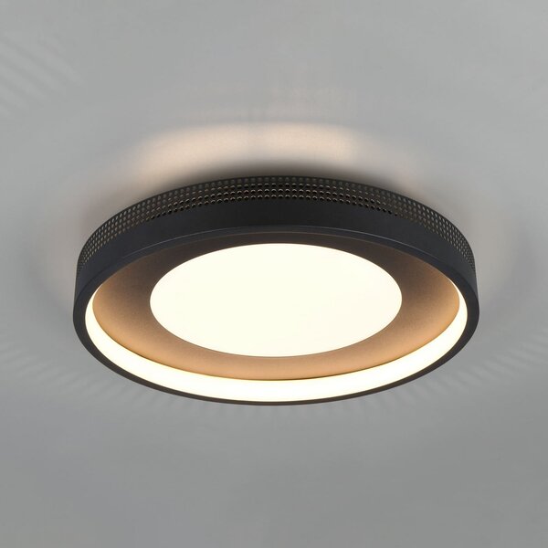 Trio Lighting LED stropna svetilka Solea, črna mat, Ø 40 cm, plastika, Črna, Dnevna soba / jedilnica, Plastika, Sodobni