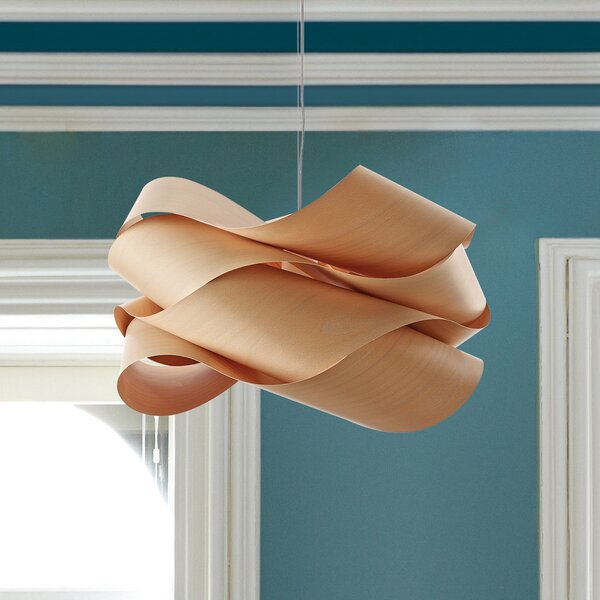LZF LAMPS viseča svetilka, barva bukev/nikelj, Ø 69 cm, les, zatemnjen, Les, Dnevna soba / jedilnica, Les, Dizajn