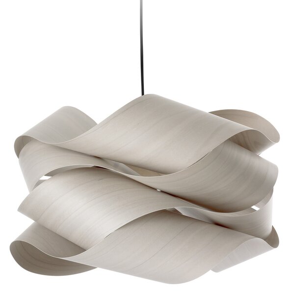 LZF LAMPS viseča svetilka Link, siva/nikljevo barva, Ø 69 cm, les, zatemnjen, Siva, Dnevna soba / jedilnica, Les, Dizajn