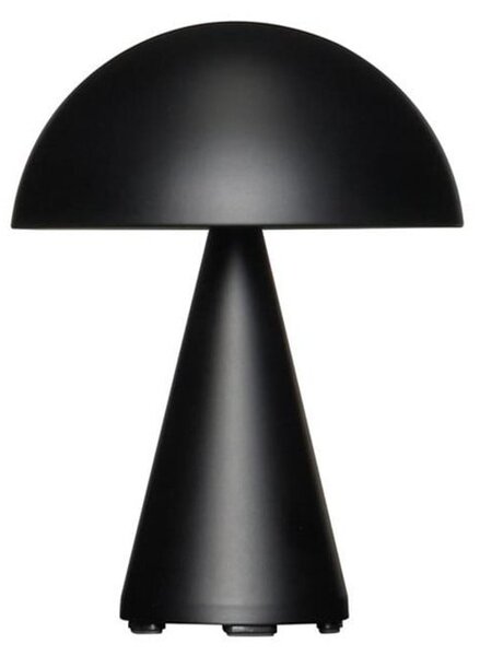 Hübsch HÜBSCH LED-akumulatorska namizna svetilka Mush, črna mat, višina 20 cm, zatemnjen, Črna, Kovina, Sodobni