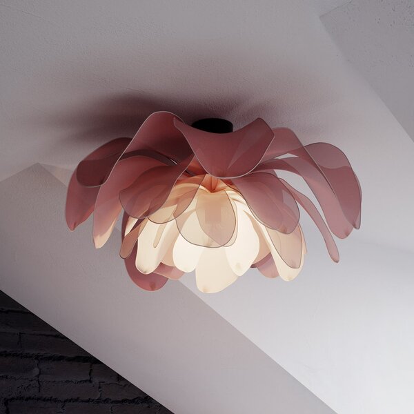 By Rydéns Rydens stropna svetilka Lou Lou, roza, Ø 80 cm, tekstil, zatemnjen, Roza / rosé, Hodnik, Tkanine / tekstil, Dizajn
