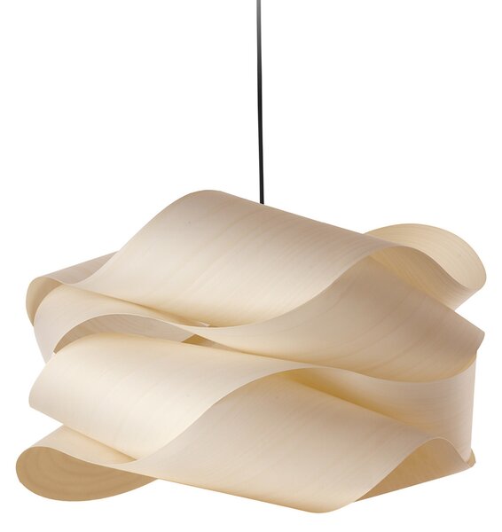 LZF LAMPS viseča svetilka Link, slonokoščena/nikljevo barva Ø 46 cm les, zatemnjen, Bež, Dnevna soba / jedilnica, Les, Dizajn