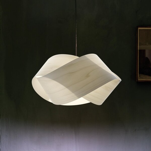 LZF LAMPS viseča svetilka Nut, slonokoščena/nikljevo barva, dolžina 42 cm, zatemnjen, Bež, Dnevna soba / jedilnica, Les, Dizajn