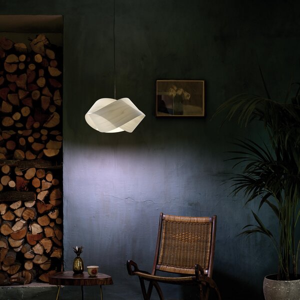 LZF LAMPS viseča svetilka Nut, slonokoščena/nikljevo barva, dolžina 42 cm, zatemnjen, Bež, Dnevna soba / jedilnica, Les, Dizajn