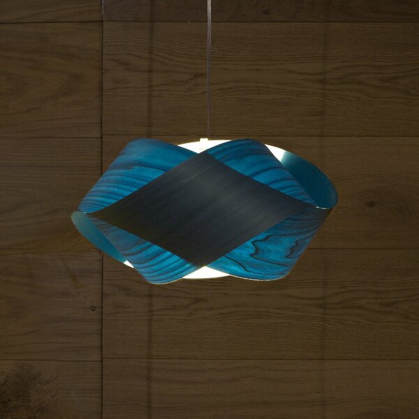 LZF LAMPS obesna svetilka Nut, modra/nikljevo barva, dolžina 42 cm, les, zatemnjen, Modra, Dnevna soba / jedilnica, Les, Dizajn
