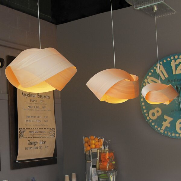 LZF LAMPS viseča svetilka Nut, barva bukev/nikelj, dolžina 42 cm, les, zatemnjen, Les, Dnevna soba / jedilnica, Les, Dizajn