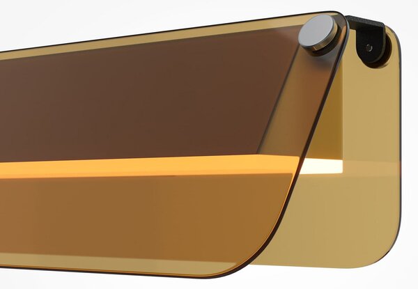 Maytoni LED stenska svetilka FLAT, jantar/medenina, širina 43 cm, steklo/kovina, Zlata / medeninasta, Dnevna soba / jedilnica, Kovina, Sodobni, Stenska kotna
