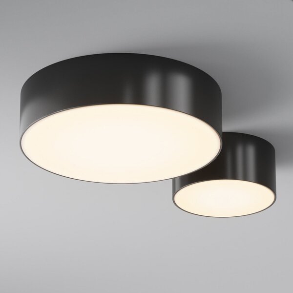 Maytoni LED zunanja stropna svetilka Zon, črna, Ø 22 cm, 3.000 K kovina, Črna, Aluminij, Sodobni