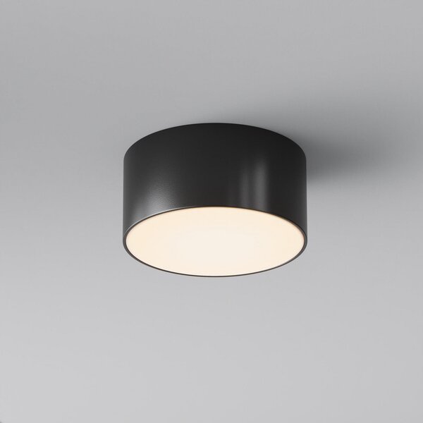 Maytoni LED zunanja stropna svetilka Zon, črna, Ø 12 cm, 3.000 K kovina, Črna, Aluminij, Sodobni