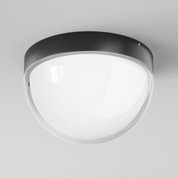 Maytoni LED zunanja stropna svetilka Mon, grafit, Ø 18 cm, IP65, 3.000K, Črna, Aluminij, Sodobni