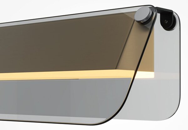 Maytoni LED stenska svetilka FLAT, siva/medenina, širina 43 cm, steklo/kovina, Zlata / medeninasta, Dnevna soba / jedilnica, Kovina, Sodobni, Stenska kotna