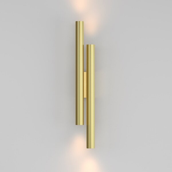 Maytoni LED stenska svetilka Calipso, medenina, višina 49 cm, kovina, 4-svetilna., Zlata / medeninasta, Dnevna soba / jedilnica, Aluminij, Sodobni