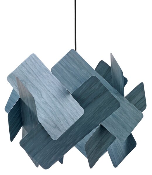 LZF LAMPS viseča svetilka Escape, modra/nikljevo barva, Ø 30 cm, les, zatemnjen, Modra, Dnevna soba / jedilnica, Les, Dizajn