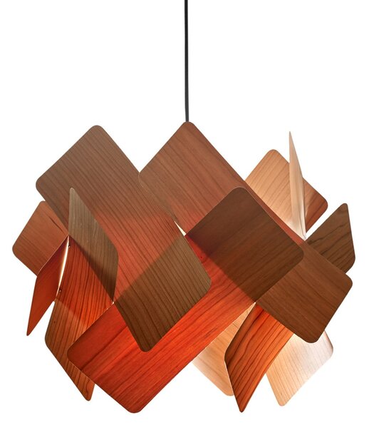 LZF LAMPS viseča svetilka Escape, češnjev les/nikljevo barva, Ø 30 cm, zatemnjen, Les, Dnevna soba / jedilnica, Les, Dizajn